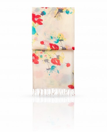 Палантин Женский S30-BRUSH.FLOWER/WHITE